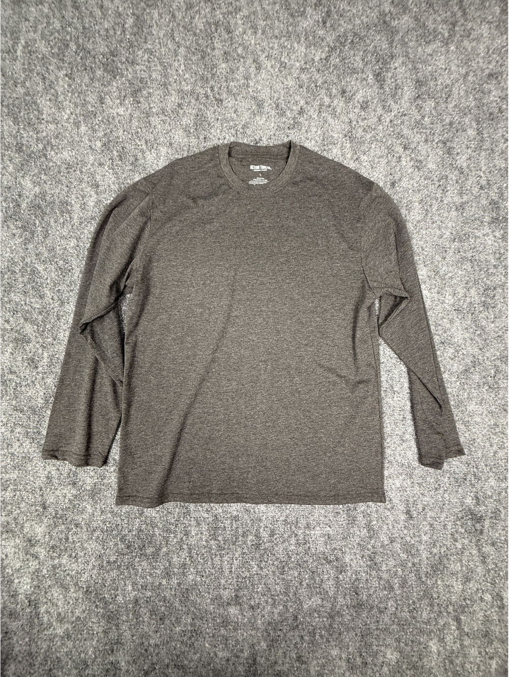 Action Threads Men's Long Sleeve Crew Neck Shirt Gray Size L